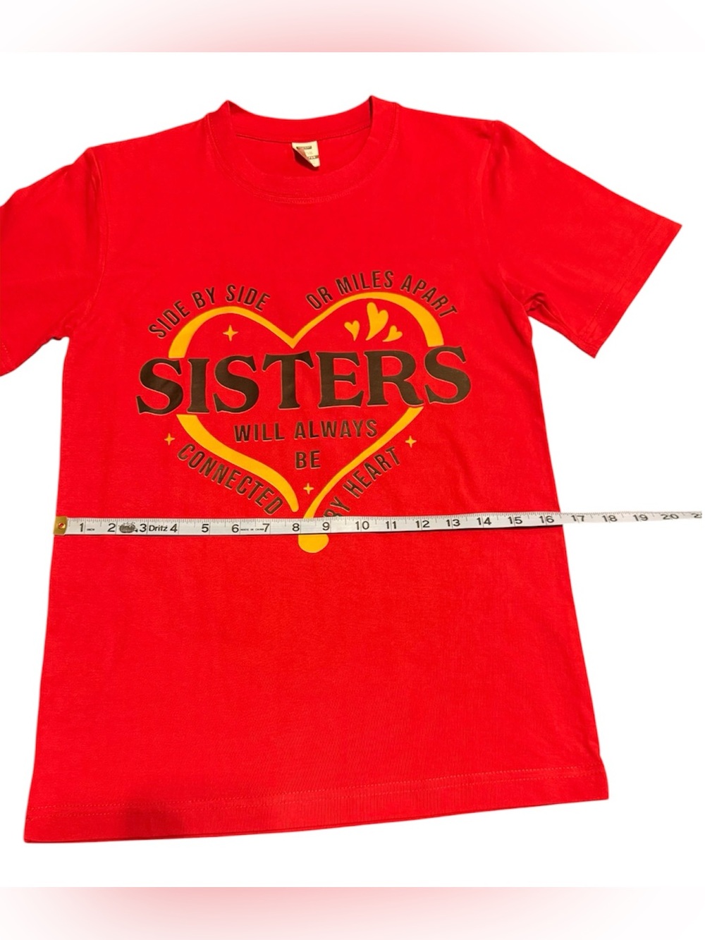 2- Sisters Heart Graphic Tee - Bright Red - Picture 4 of 4